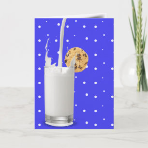 Tarjeta leche y galletas en puntos de polka