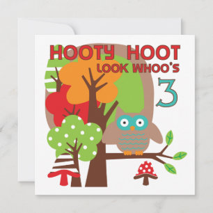 Tarjeta Lechuza 3 camisetas de cumpleaños y regalos