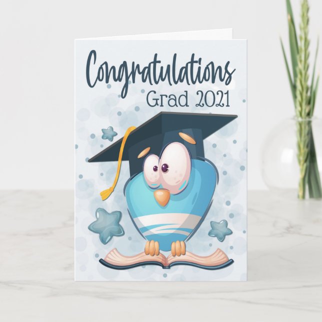 Tarjeta Lechuza azul Goofy con Gorra de graduación (Anverso)
