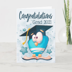 Tarjeta Lechuza azul Goofy con Gorra de graduación