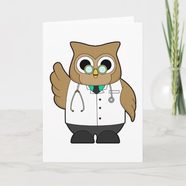 Tarjeta Lechuza como Médica con Stetoscope (Anverso)