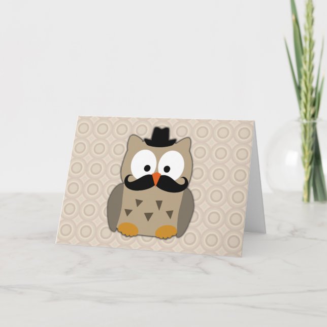 Tarjeta Lechuza con bigote y Gorra (Anverso)
