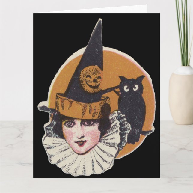 Tarjeta Lechuza De Calabaza De Estilo Art Deco Jack O Lant (Anverso)