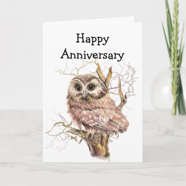 Tarjeta Lechuza de nuestro Aniversario siempre te ama (Anverso)
