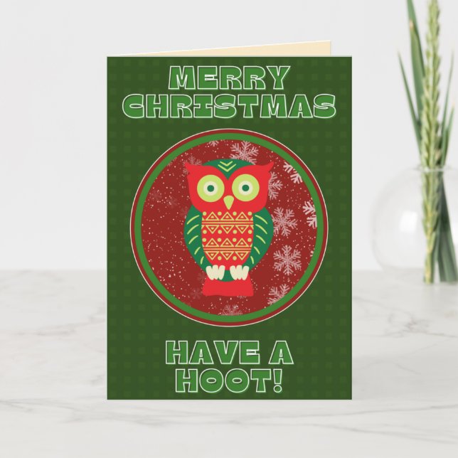 Tarjeta Lechuza Graciosa Tiene Navidades De Hoot (Anverso)