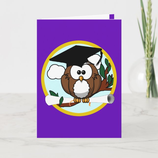 Tarjeta Lechuza graduada en morado (Anverso)