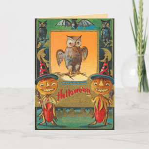 Tarjeta Lechuza Halloween vintage