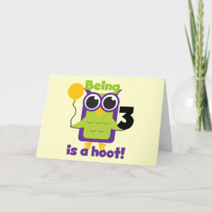 Tarjeta Lechuza Hoot 3er cumpleaños camisetas y regalos
