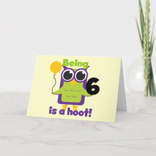 Tarjeta Lechuza Hoot 6ª camisetas de cumpleaños y regalos (Anverso)