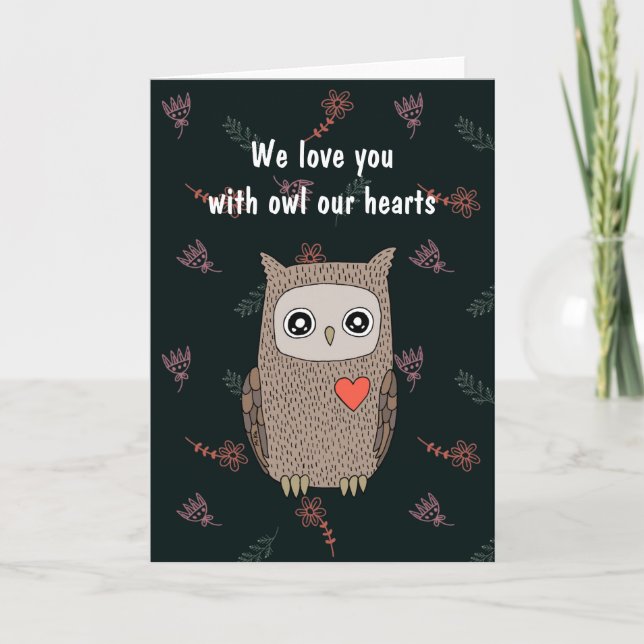 Tarjeta Lechuza linda te amo, Personalizado de Lechuza Kaw (Anverso)