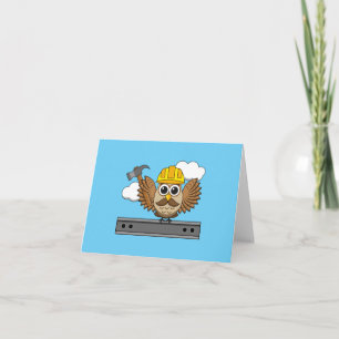 Tarjeta Lechuza trabajadora de construcción con Personaliz