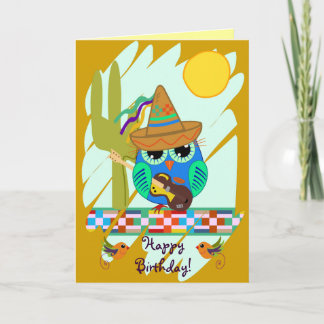 Tarjeta Lechuzas con guitarras y personalizado Textos Tarj