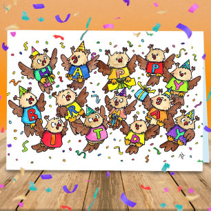 Tarjeta Lechuzas felices de cumpleaños por Nicole Janes