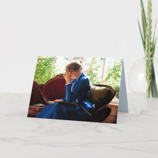 Tarjeta Lectura de dama, cita victoriana (Anverso)