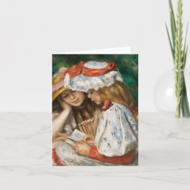 Tarjeta Lectura de dos Chicas - Pintura impresionista de r (Anverso)