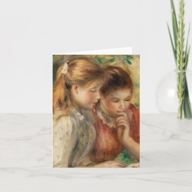 Tarjeta Lectura de dos Chicas - Pintura impresionista de r (Anverso)