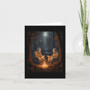 Tarjeta Lectura de libro de fantasmas vintage Camping Góti