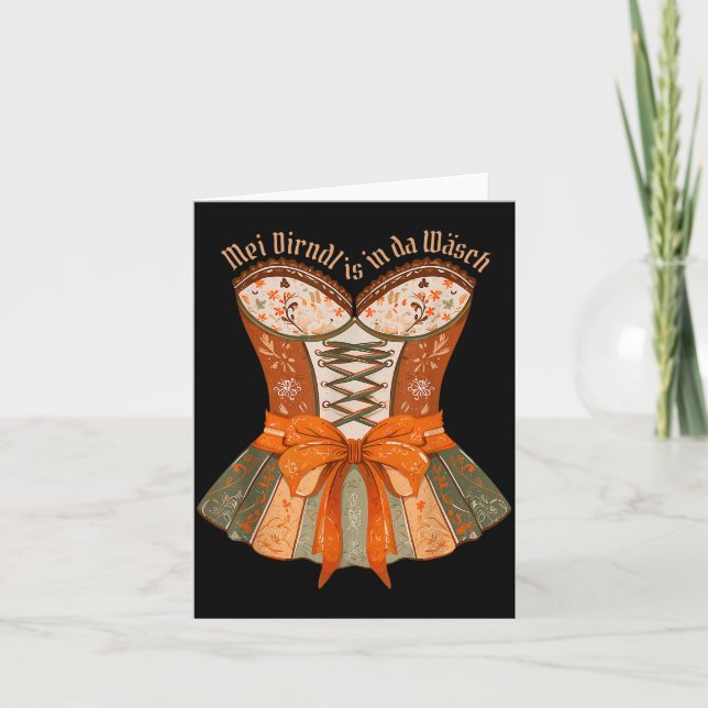 Tarjeta Lederhosen Costume Cute German Bavarian Women  (Anverso)