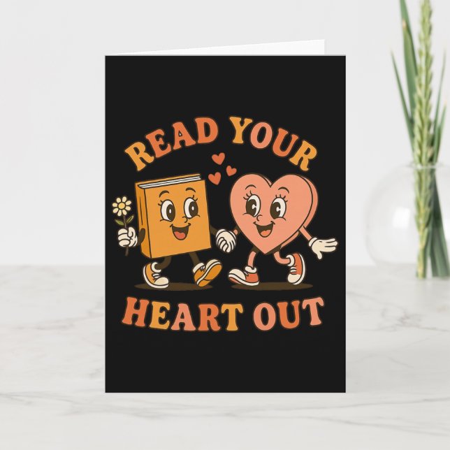 Tarjeta Lee tu corazón maestro San Valentín leyendo Boo (Anverso)