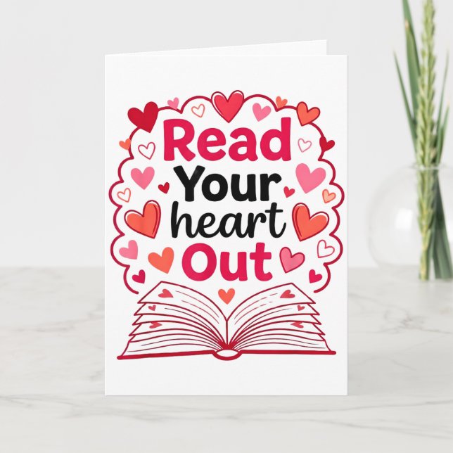 Tarjeta Lee tu corazón maestro San Valentín libro de lectu (Anverso)