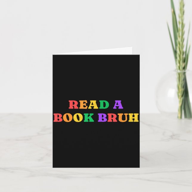 Tarjeta Lee un libro bruh arcoíris vintage (Anverso)