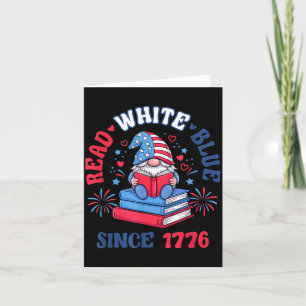 Tarjeta Leer Libro Gnome Patriótico USA Blanco Azul