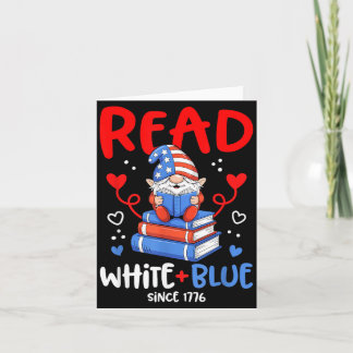 Tarjeta Leer Libro Gnomo Blanco Azul Lindo USA