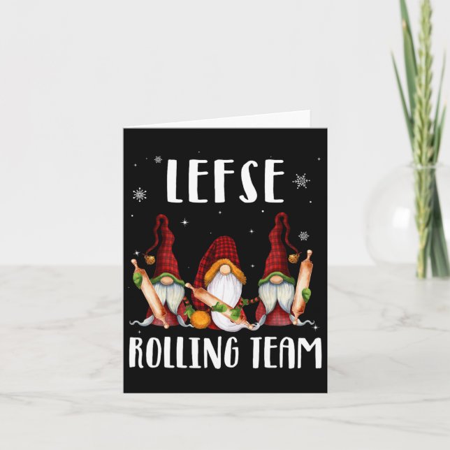 Tarjeta Lefse Rolling Team Gnomes Navidades Xmas Plaid Kid (Anverso)