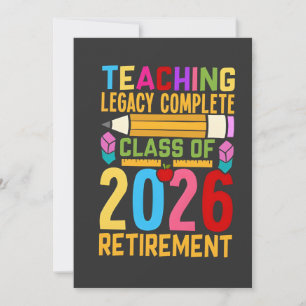 Tarjeta Legado de Enseñanza Completo Clase de 2026 Jubilac