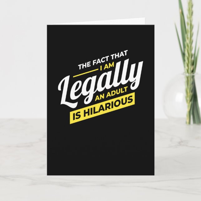 Tarjeta Legalmente soy un adulto número 18 cumpleaños (Anverso)