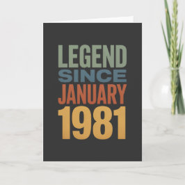 Tarjeta Legend Since January 1981 Retro Birthday Classic
