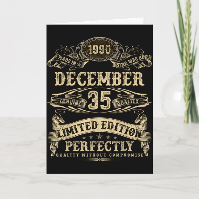 Tarjeta Legendary Man Born December 1990 35th Birthday  (Anverso)