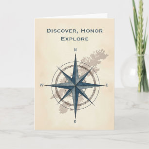 Tarjeta Leif Erikson Day Moderno Explorer Compass con Map