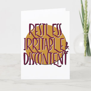 Tarjeta Lema Inquieto Irritable Y De Recuperación Del Desc