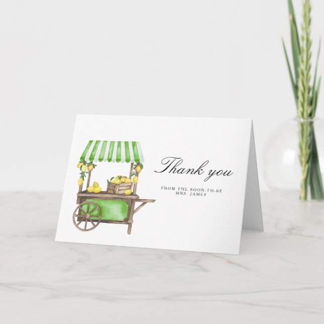 Tarjeta Lemon Citrus - bridal shower thank you card (Anverso)