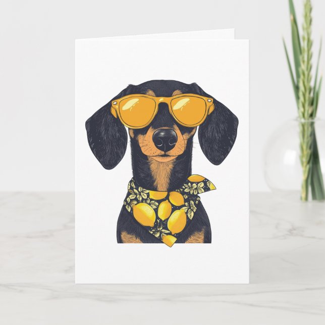 Tarjeta Lemones de gafas de sol de perro de Dachshund de G (Anverso)