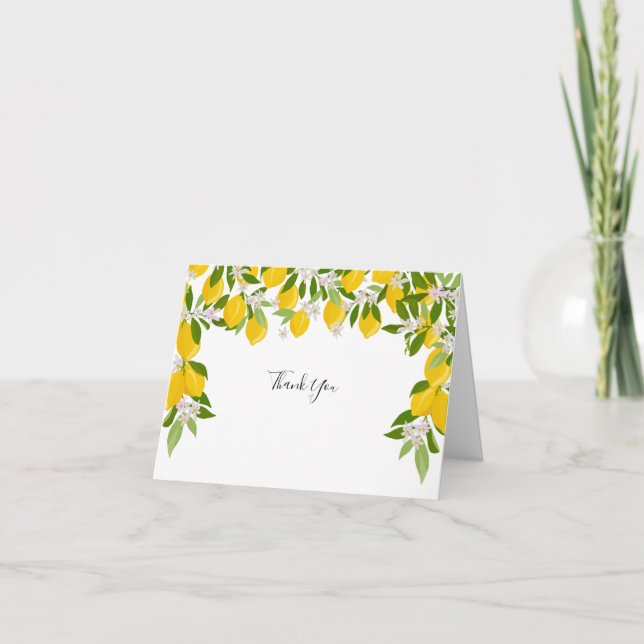 Tarjeta Lemons Blossom Greenery Boda Gracias (Anverso)