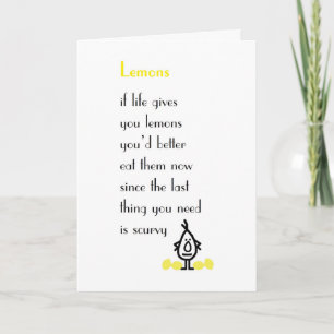 Tarjeta Lemons - un poema divertido para recuperarse