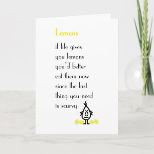 Tarjeta Lemons - un poema divertido para recuperarse