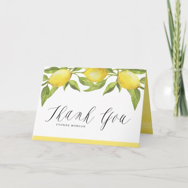Tarjeta Lemons y Greenery Garland Boda Gracias (Anverso)