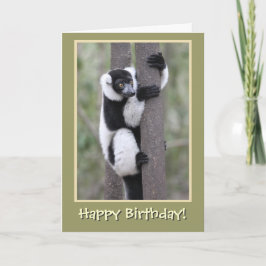 Tarjeta Lemur blanco y negro feliz cumpleaños