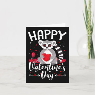 Tarjeta Lemur Holding Heart Ama Feliz Día de San Valentín