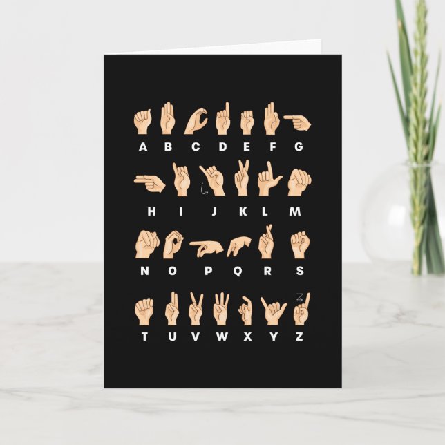 Tarjeta Lenguaje de Rótulo ASL Alphabet Deaf Gift (Anverso)