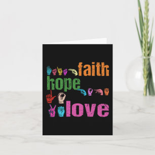 Tarjeta Lenguaje de señas americano ASL Fe Esperanza Amor 