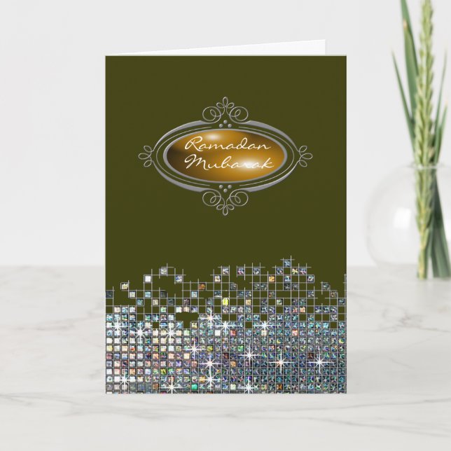 Tarjeta Lentejuela elegante el Ramadán Mubarak (Anverso)