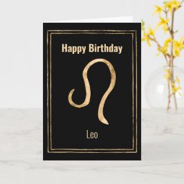 Tarjeta Leo León astrología de oro zodiac Feliz cumpleaños