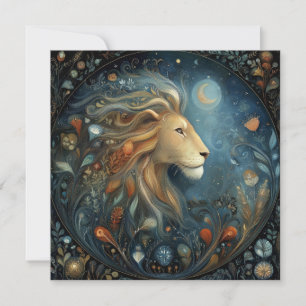 Tarjeta Leo León Zodíaco Astrología Cumpleaños Celestial