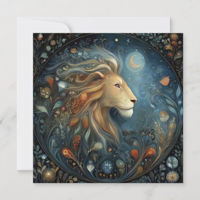Tarjeta Leo Lion Zodiac Astrology Celestial Birthday (Anverso)
