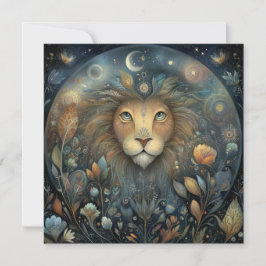 Tarjeta Leo Lion Zodiac Astrology Mystical Birthday