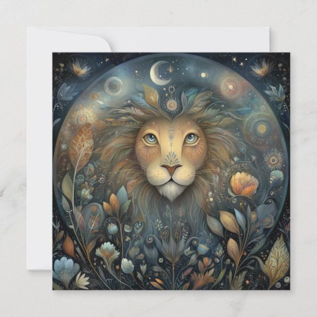 Tarjeta Leo Lion Zodiac Astrology Mystical Birthday (Anverso)